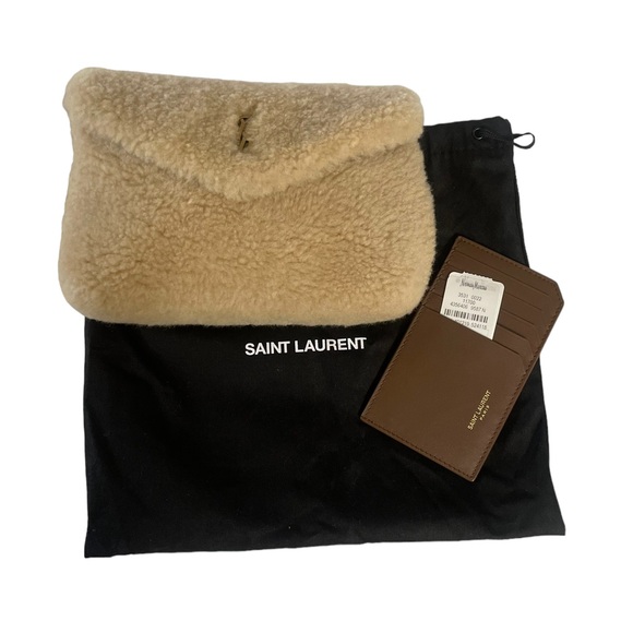 NWT YSL LOU PUFFER SMALL SHEARLING CLUTCH - Picture 10 of 11